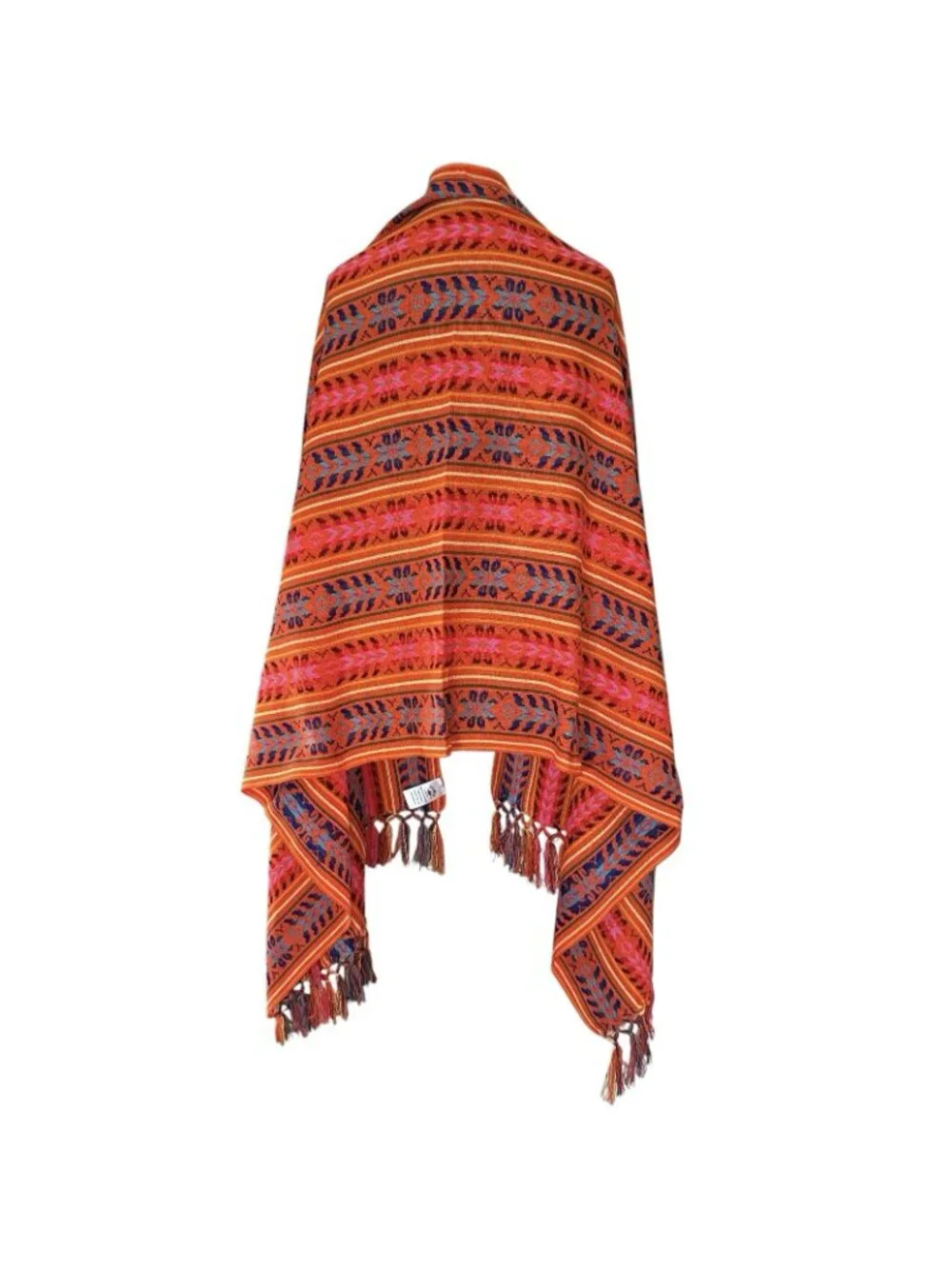 Delmex Mexican Orange Rebozo Shawl Wrap Throw Blanket Southwestern Western Boho